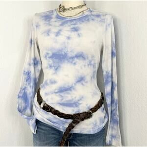 Banana Republic Ribbed Blue and White Long Sleeve Shirt Size Medium